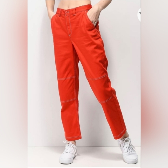 Vans Pro Cropped Pants Women's Sz 26" Grenadine Red Chino Skater - Picture 10 of 11